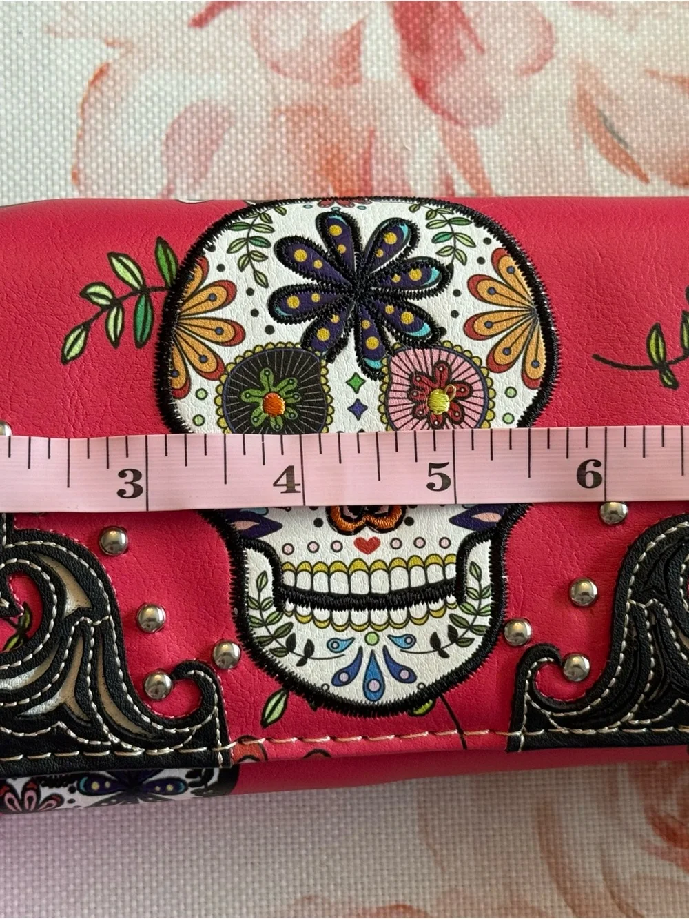 Kenio Styles Pink Flora Sugar Skull Crossbody, nwt